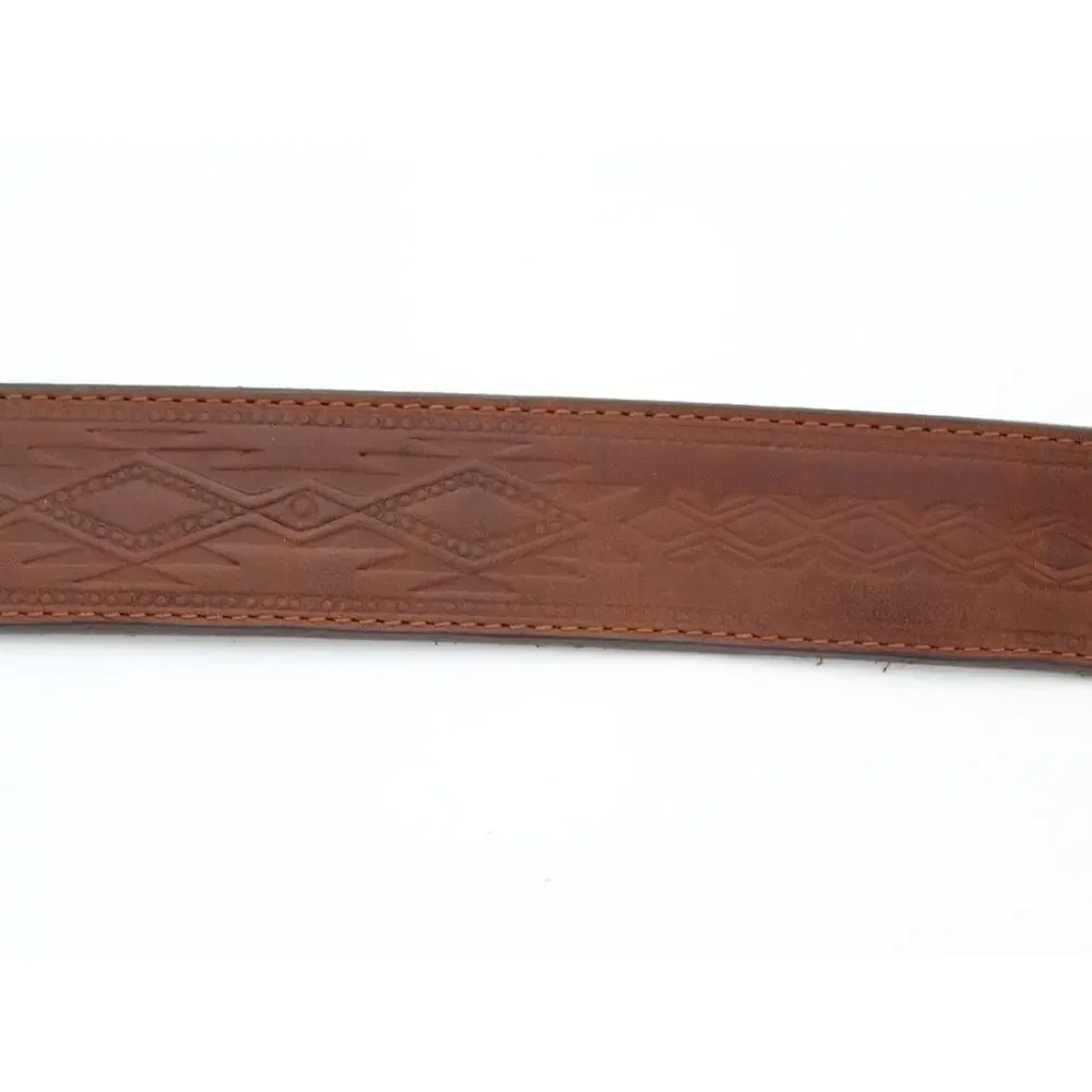 Tony Lama Belt Mens Size 40 Leather Brown Western Embossed Cowboy USA Workwear